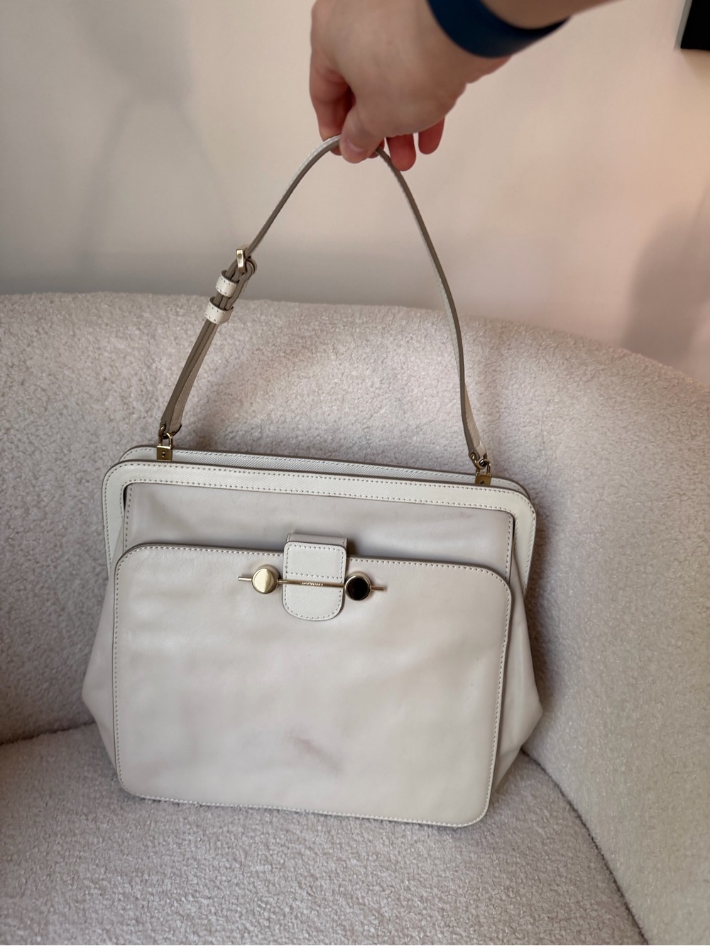 Jason Wu White Leather Top-Handle Shoulder Bag